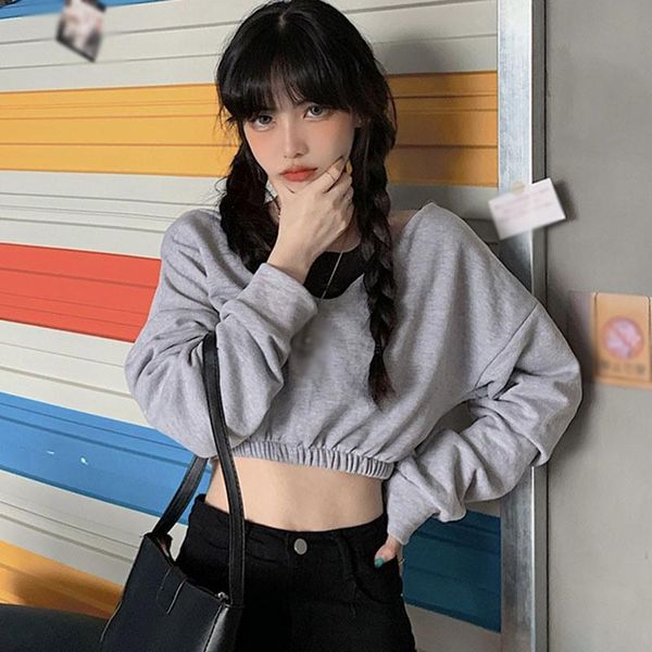 women autumn long-sleeved sweatshirt women's solid color v-neck short female pullover hoodies & sweatshirts, Black
women autumn long-sleeved sweatshirt women's solid color v-neck short female pullover hoodies & sweatshirts, Black