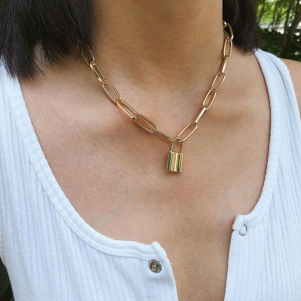 lock necklace personalized punk geometry simple lock shape versatile temperament necklace, Black
lock necklace personalized punk geometry simple lock shape versatile temperament necklace, Black