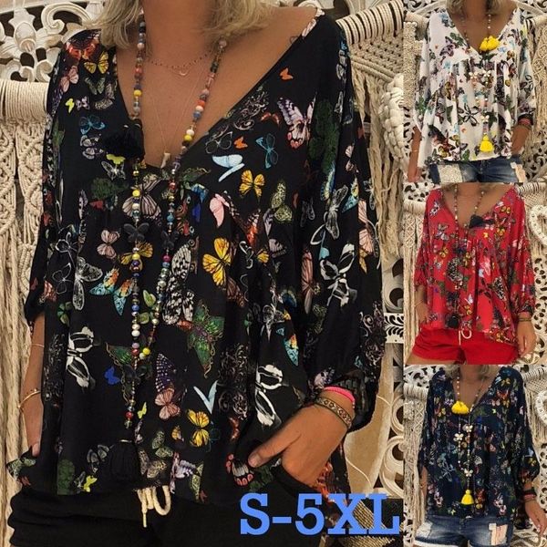 women's blouses & shirts s- vintage butterfly print bohemian blouse shirt 2021 casual v-neck long sleeve women loose, White
women's blouses & shirts s- vintage butterfly print bohemian blouse shirt 2021 casual v-neck long sleeve women loose, White