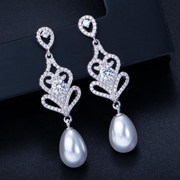 dangle & chandelier micro pave cubic zirconia pearl pendant earrings for female brand design temperament geometric dangler fashion bridal, Silver
dangle & chandelier micro pave cubic zirconia pearl pendant earrings for female brand design temperament geometric dangler fashion bridal, Silver