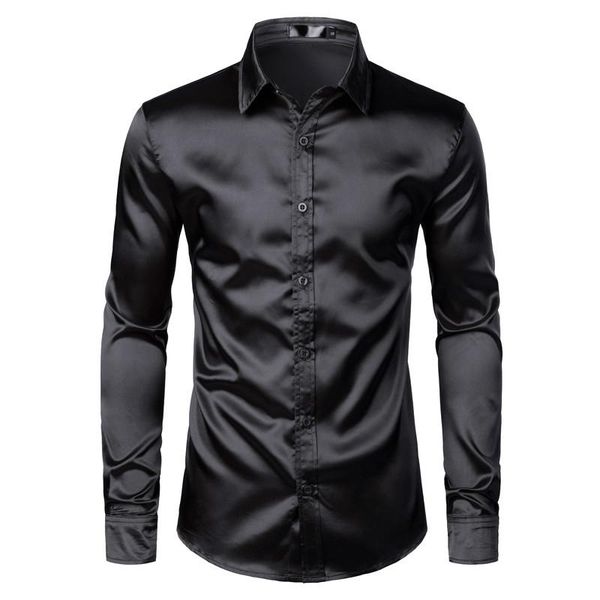 men's black satin luxury dress shirts 2021 silk smooth men tuxedo shirt slim fit wedding party prom casual chemise homme, White;black
men's black satin luxury dress shirts 2021 silk smooth men tuxedo shirt slim fit wedding party prom casual chemise homme, White;black