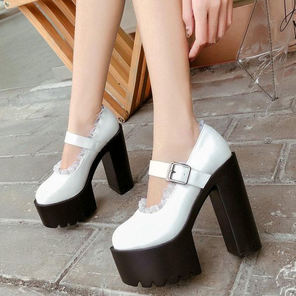 dress shoes thick platfrom white color lace high heels korean version of the super pumps stage performance, Black
dress shoes thick platfrom white color lace high heels korean version of the super pumps stage performance, Black