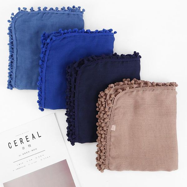 scarves 1 pc women cotton scarf pom balls winter plain ball shawls hijab muslim wrap headband 13 color scarves/scarf 180*80cm, Blue;gray 
scarves 1 pc women cotton scarf pom balls winter plain ball shawls hijab muslim wrap headband 13 color scarves/scarf 180*80cm, Blue;gray