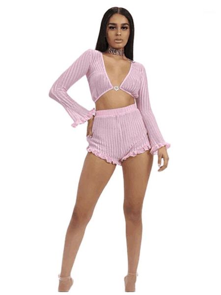 women's v-neck long-sleeve solid color tight shorts two-piece suit tracksuits, Gray
women's v-neck long-sleeve solid color tight shorts two-piece suit tracksuits, Gray