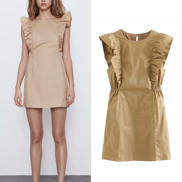 casual dresses summer 2021 style cotton ruffled dress o neck solid elastic waist mini sleeveless a-line elegant party vestido, Black;gray
casual dresses summer 2021 style cotton ruffled dress o neck solid elastic waist mini sleeveless a-line elegant party vestido, Black;gray