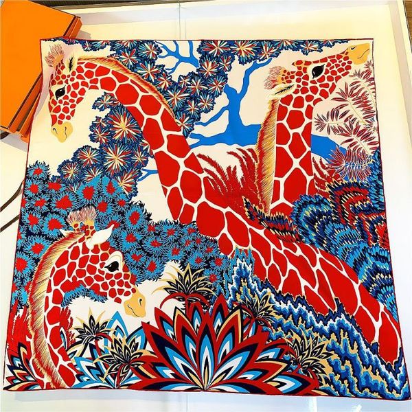 scarves 35.5(in) jungle giraffe brand scarf women bandana handmade curled twill silk square luxury foulard head wholesale, Blue;gray
scarves 35.5(in) jungle giraffe brand scarf women bandana handmade curled twill silk square luxury foulard head wholesale, Blue;gray