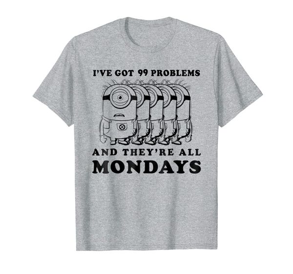despicable me minions 99 monday problems graphic t-shirt, White;black