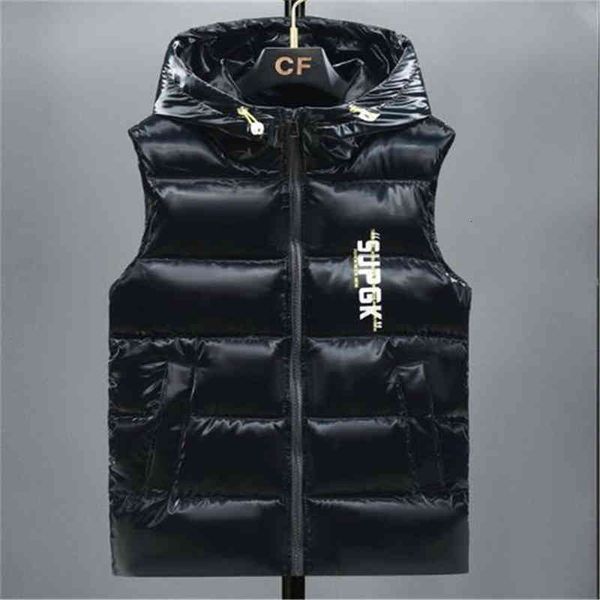 winter vests trendy men's autumn brand warm hooded sleeveless shiny waistcoat jacket down cotton thickening, Black
winter vests trendy men's autumn brand warm hooded sleeveless shiny waistcoat jacket down cotton thickening, Black