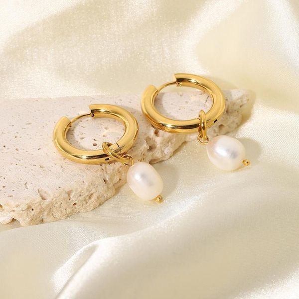 hoop & huggie stainless steel single pearl pendant gold-plated earrings for women wedding bride fashion jewellry dangle brincos feminino, Golden;silver
hoop & huggie stainless steel single pearl pendant gold-plated earrings for women wedding bride fashion jewellry dangle brincos feminino, Golden;silver