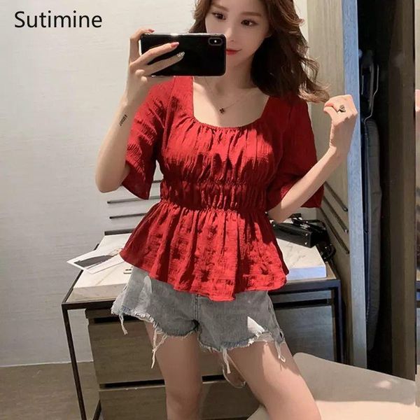 women's blouses & shirts women blouse short sleeve solid color white red shirt ruffle tunic crop elastic waist pleated summer tube
women's blouses & shirts women blouse short sleeve solid color white red shirt ruffle tunic crop elastic waist pleated summer tube