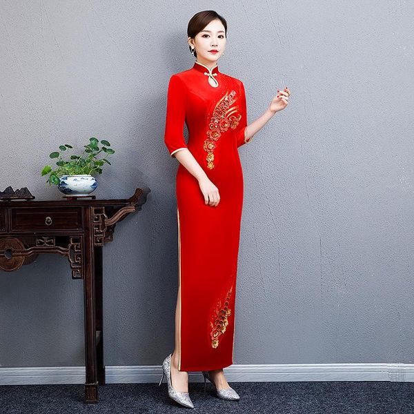 oversize 5xl chinese traditional women velour cheongsam female evening dress elegant ladies vintage embroidery applique qipao ethnic clothin, Red
oversize 5xl chinese traditional women velour cheongsam female evening dress elegant ladies vintage embroidery applique qipao ethnic clothin, Red