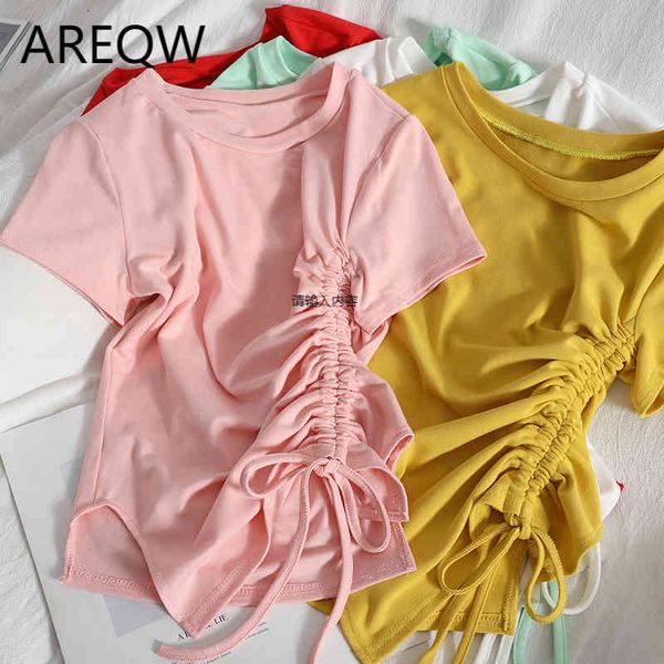drawstring thin solid color blouse spring and summer sweet hedging irregular short-sleeved t-shirt women 210507, White
drawstring thin solid color blouse spring and summer sweet hedging irregular short-sleeved t-shirt women 210507, White