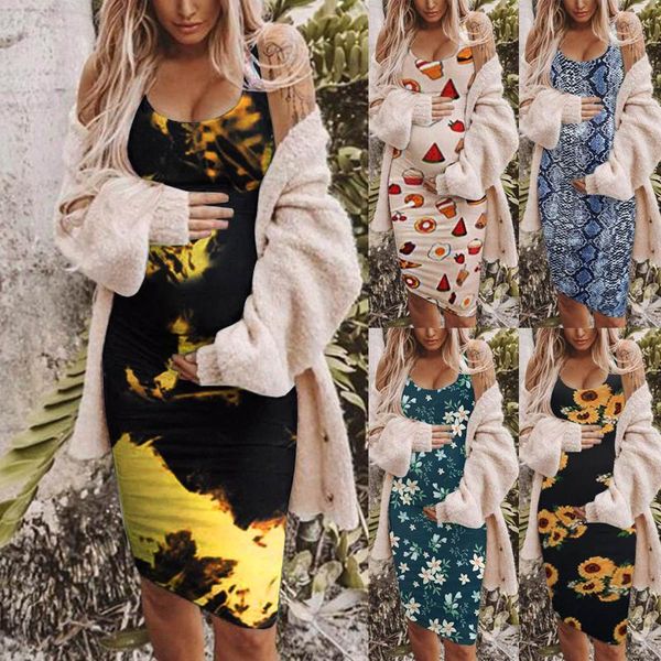 maternity dresses women pregnancy dress round-neck vest long sunflower print pregnant skirt for vestidos, White
maternity dresses women pregnancy dress round-neck vest long sunflower print pregnant skirt for vestidos, White