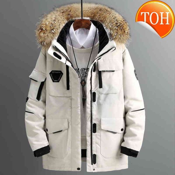 with big real fur men collar warm parka -30 degrees casual thick winter waterproof down jacket size 3xl, Black
with big real fur men collar warm parka -30 degrees casual thick winter waterproof down jacket size 3xl, Black