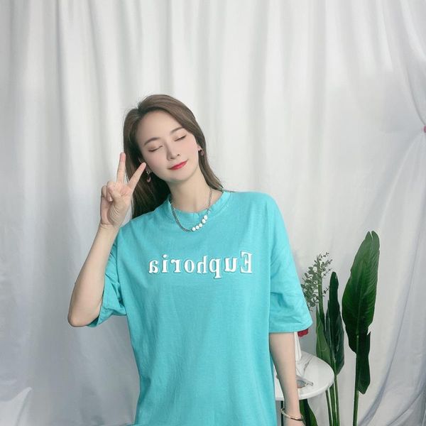 women's t-shirt easygarment loose casual summer t shirt crew neck solid 3d logo cute cotton female top, White
women's t-shirt easygarment loose casual summer t shirt crew neck solid 3d logo cute cotton female top, White