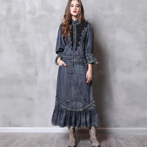casual dresses 2021 fashion denim women long lantern sleeve mid-calf plus size s-xl vintage jeans lace patchwork dres, Black;gray
casual dresses 2021 fashion denim women long lantern sleeve mid-calf plus size s-xl vintage jeans lace patchwork dres, Black;gray