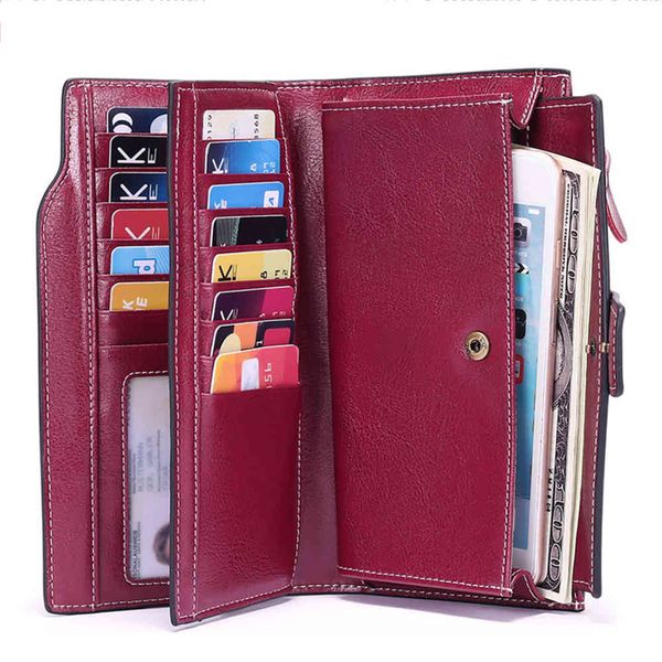 women's long wallet leather 2020 rfid anti degaussing oil wax cow leather wallet large capacity handbag, Red;black
women's long wallet leather 2020 rfid anti degaussing oil wax cow leather wallet large capacity handbag, Red;black