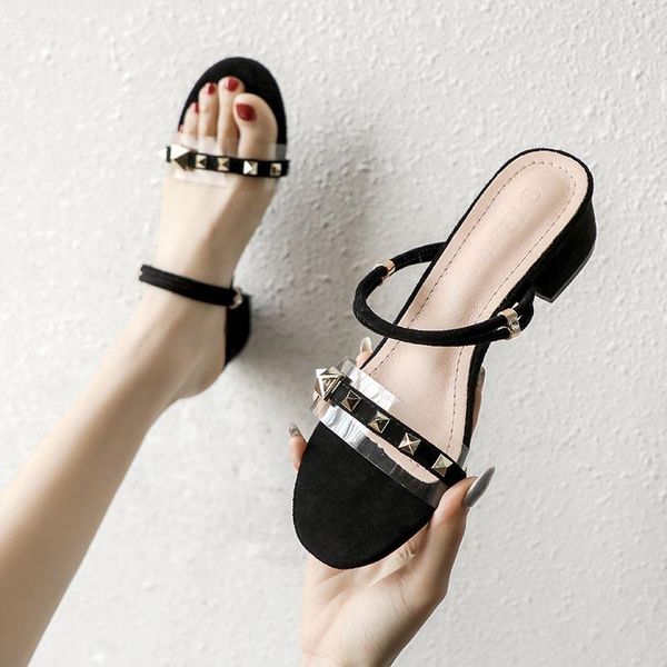 sandals fashion rivet transparent platform women square high heels shoes non-slip thick heel zapatos de mu open toe, Black
sandals fashion rivet transparent platform women square high heels shoes non-slip thick heel zapatos de mu open toe, Black