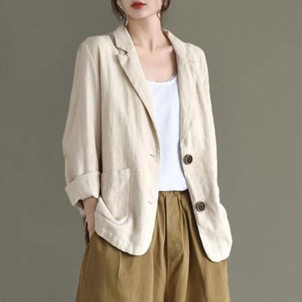 women's jackets women cotton linen tailored coats arrival 2021 spring vintage style turn-down collar solid color loose female, Black;brown
women's jackets women cotton linen tailored coats arrival 2021 spring vintage style turn-down collar solid color loose female, Black;brown