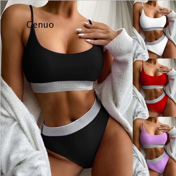 women's swimwear high waist bikini swimsuits push up biquini shiny splicing bikinis cut bathing suits 2021, White;black
women's swimwear high waist bikini swimsuits push up biquini shiny splicing bikinis cut bathing suits 2021, White;black