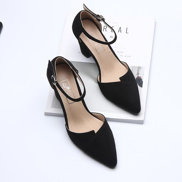 dress shoes spring korean style thick heel pointed shallow mouth women's, Black
dress shoes spring korean style thick heel pointed shallow mouth women's, Black