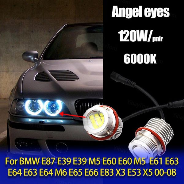 car headlights 2pcs 120w white 6000k lamp led angel eyes marker lights bulbs for e87 e39 m5 e60 e61 e63 e64 m6 e65 e66 e83 x3 e53 x5 00-
car headlights 2pcs 120w white 6000k lamp led angel eyes marker lights bulbs for e87 e39 m5 e60 e61 e63 e64 m6 e65 e66 e83 x3 e53 x5 00-