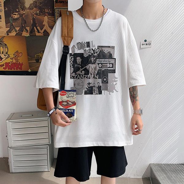 men's dress shirts short sleeve t-shirt fashion brand summer 2021 trend cotton half loose clothes, White;black
men's dress shirts short sleeve t-shirt fashion brand summer 2021 trend cotton half loose clothes, White;black