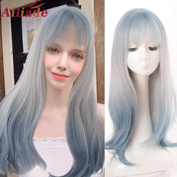 synthetic wigs ailiade long ombre blue grey with bangs natural wave hairstyle for women cosplay party heat resistant fiber, Black
synthetic wigs ailiade long ombre blue grey with bangs natural wave hairstyle for women cosplay party heat resistant fiber, Black