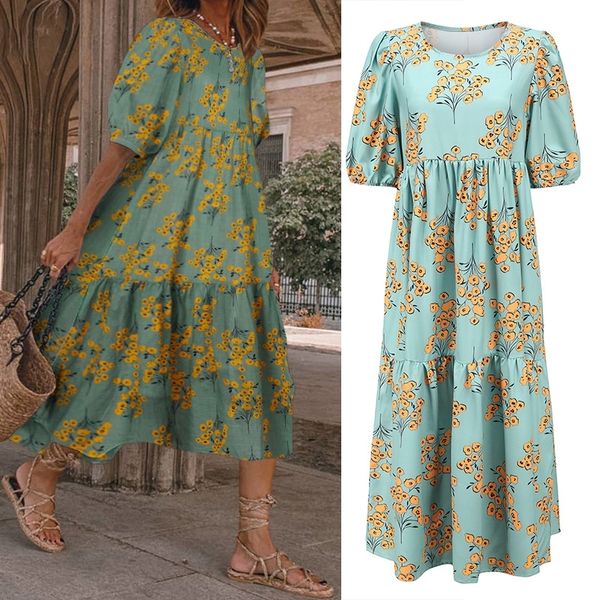 2021 summer new women's casual short sleeve green floret print loose ruffle dress bubble sleeve beach skirt, Black;red
2021 summer new women's casual short sleeve green floret print loose ruffle dress bubble sleeve beach skirt, Black;red