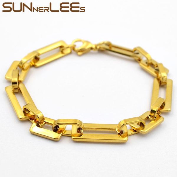 link, chain sunnerlees stainless steel bracelet 8mm geometric link smooth silver color gold plated men women jewelry gift sc207 b, Black
link, chain sunnerlees stainless steel bracelet 8mm geometric link smooth silver color gold plated men women jewelry gift sc207 b, Black
