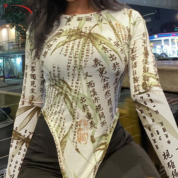 women's t-shirt insta chinese style print women crop long sleeve autumn 2021 casual slim streetwear irregular hem elegant female, White
women's t-shirt insta chinese style print women crop long sleeve autumn 2021 casual slim streetwear irregular hem elegant female, White