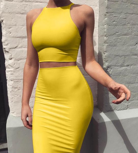 two piece dress set o-neck solid color sleeveless crop skirts sey summer women feminino party club elastic short streetwear, White
two piece dress set o-neck solid color sleeveless crop skirts sey summer women feminino party club elastic short streetwear, White