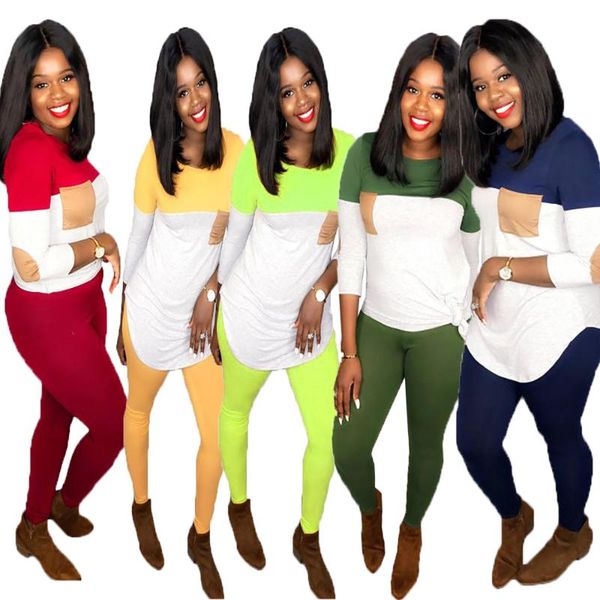 women's two piece pants styles autumn women colors spliced patch pant sets real pos long sleeves t shirt + sports two-piece outfits, White
women's two piece pants styles autumn women colors spliced patch pant sets real pos long sleeves t shirt + sports two-piece outfits, White
