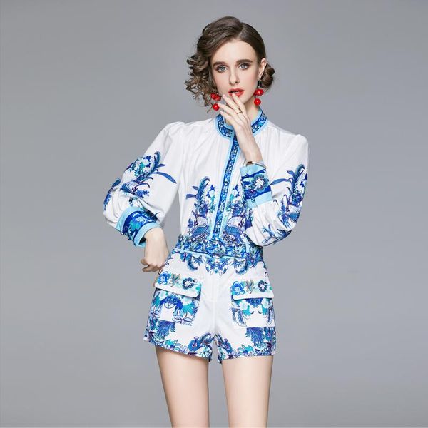 women's tracksuits fashion spring vintage print two piece set runway women long sleeve single-breasted shirt + shorts 2pcs outfits clo, Gray
women's tracksuits fashion spring vintage print two piece set runway women long sleeve single-breasted shirt + shorts 2pcs outfits clo, Gray