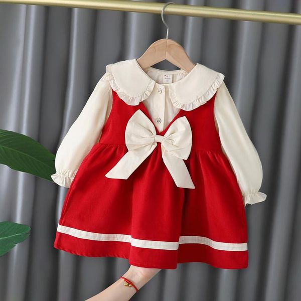 girl's dresses fashion kids autumn girls princess clothes set baby children long sleeve lapel collar shirt+bow tank-dress 2pcs suit, Red;yellow
girl's dresses fashion kids autumn girls princess clothes set baby children long sleeve lapel collar shirt+bow tank-dress 2pcs suit, Red;yellow
