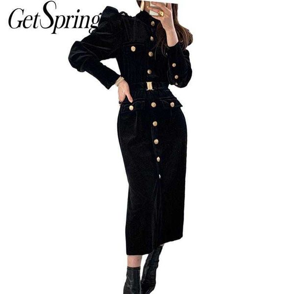 getspring women dress temperament black velvet es single breasted straight maxi autumn winter long ladies es 210601, Black;gray
getspring women dress temperament black velvet es single breasted straight maxi autumn winter long ladies es 210601, Black;gray