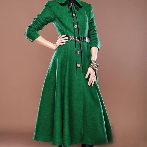 women's wool & blends 2021 autumn winter mid-length high-end quality woolen coat for ladies fashion vintage big swing skirt woolens ove, Black
women's wool & blends 2021 autumn winter mid-length high-end quality woolen coat for ladies fashion vintage big swing skirt woolens ove, Black