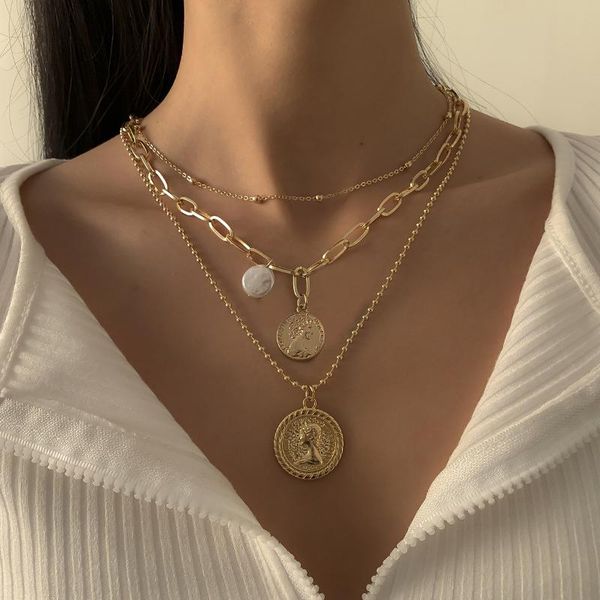 pendant necklaces 2021 vintage coin portrait golden necklace women's baroque layered jewelry on neck, Silver
pendant necklaces 2021 vintage coin portrait golden necklace women's baroque layered jewelry on neck, Silver