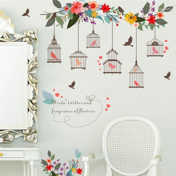 colorful flower bird birdcage wall stickers for living room posters 3d garden floral wedding decoration pvc art decals11
colorful flower bird birdcage wall stickers for living room posters 3d garden floral wedding decoration pvc art decals11