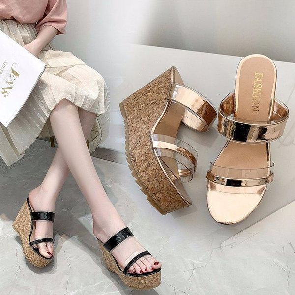 slippers fashion novelty high heel slides women open toe outside wedges summer platform ladies shoes, Black
slippers fashion novelty high heel slides women open toe outside wedges summer platform ladies shoes, Black