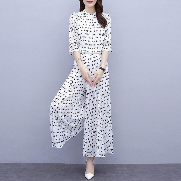 women's two piece pants summer chiffon 2 sets womens outfits plus size asymmetrical blouses and wide leg suits elegant korean 5663, White
women's two piece pants summer chiffon 2 sets womens outfits plus size asymmetrical blouses and wide leg suits elegant korean 5663, White