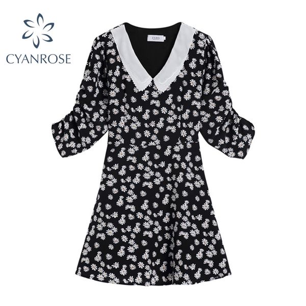 korean fashion doll collar three quarter sleeve women dress summer high waist vintage floral print lady mini dresses 210430, Black;gray
korean fashion doll collar three quarter sleeve women dress summer high waist vintage floral print lady mini dresses 210430, Black;gray