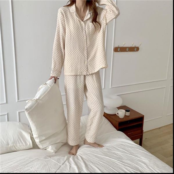 polka dot cotton linen womens sleepwears pajamas set home suit lapel collar shirts pants 2 piece homewear soft lounge y218, Black;red
polka dot cotton linen womens sleepwears pajamas set home suit lapel collar shirts pants 2 piece homewear soft lounge y218, Black;red