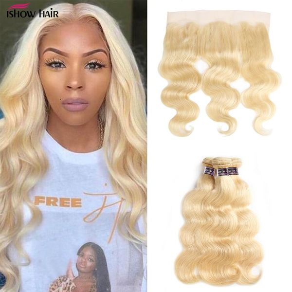 human hair bulks ishow 613 blonde bundles with frontal brazilian body wave 3 remy lace closure bundle, Black
human hair bulks ishow 613 blonde bundles with frontal brazilian body wave 3 remy lace closure bundle, Black