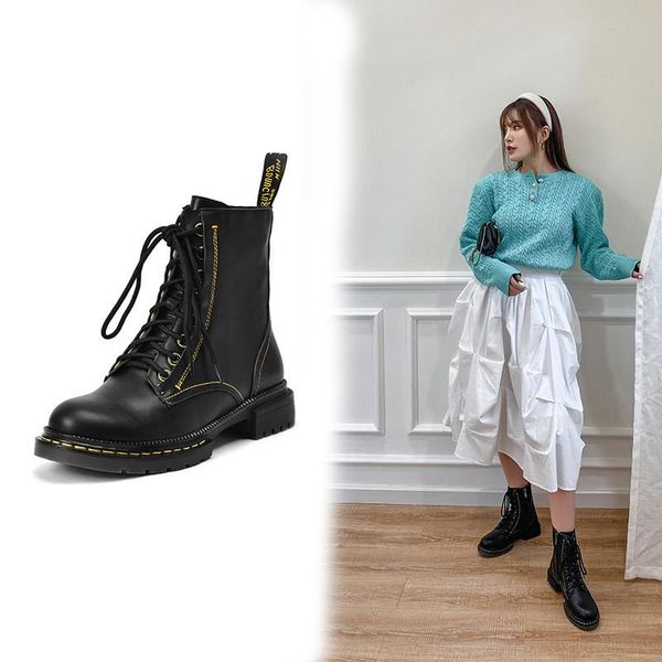 boots genuine leather women round toe fashion lace-up short female platform shoes handmade size 35-40, Black
boots genuine leather women round toe fashion lace-up short female platform shoes handmade size 35-40, Black