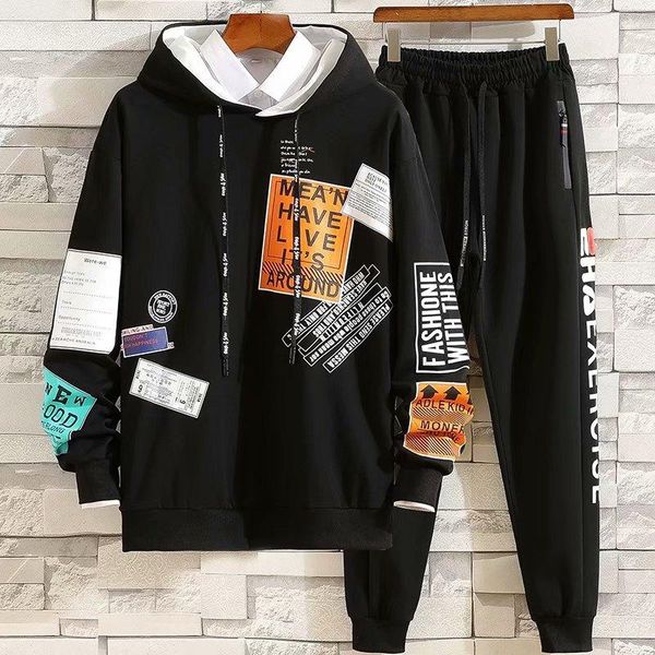 men's hoodies & sweatshirts spring autumn korean style casual harajuku streetwear sweatpants fashion clothing sets, Black
men's hoodies & sweatshirts spring autumn korean style casual harajuku streetwear sweatpants fashion clothing sets, Black
