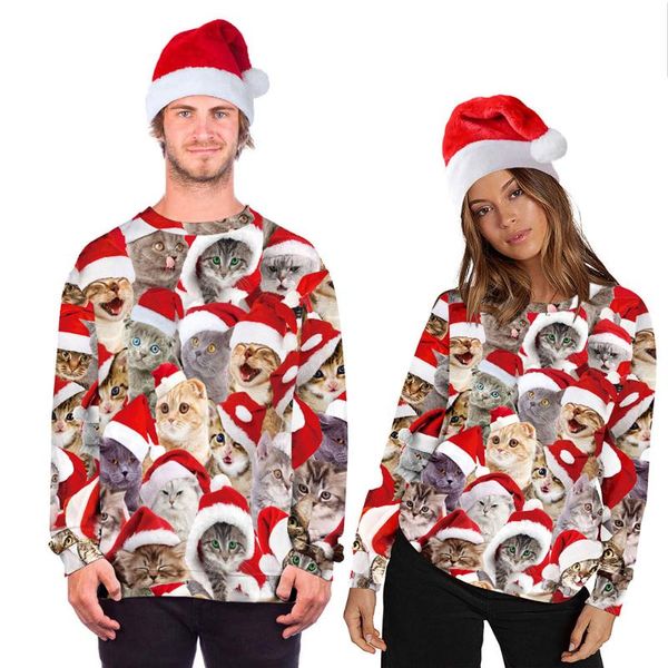 men's sweaters xmas funny cute cat print ugly christmas couples autumn winter jumper casual women man pullovers festival clothes, White;black
men's sweaters xmas funny cute cat print ugly christmas couples autumn winter jumper casual women man pullovers festival clothes, White;black