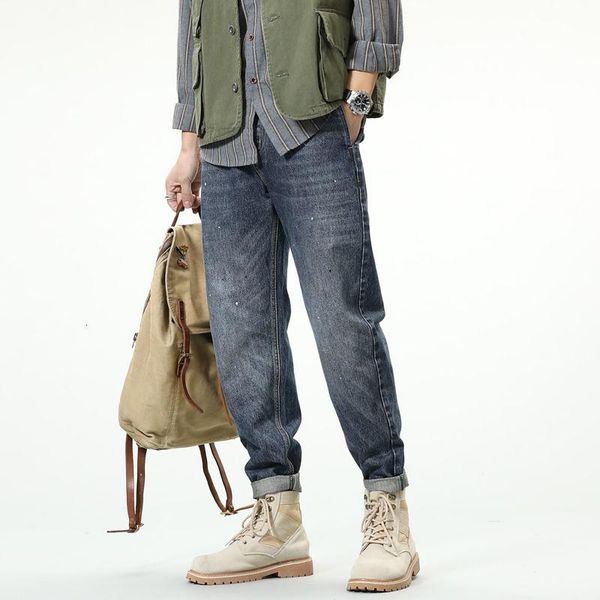 men's jeans harlan trousers solid color loose cultivate one's morality autumn winter fashion leisure streetwear arrivals, Blue
men's jeans harlan trousers solid color loose cultivate one's morality autumn winter fashion leisure streetwear arrivals, Blue