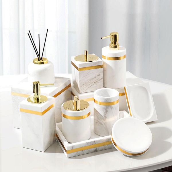 european style marble 6/bathroom kit lotion bottle cotton swab pot soap dish bathroom decoration cosmetic storage tray bath accessory set
european style marble 6/bathroom kit lotion bottle cotton swab pot soap dish bathroom decoration cosmetic storage tray bath accessory set
