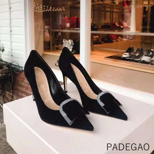 dress shoes womens 2021 crystal luxury women high heels ol party elegant fashion pumps, Black
